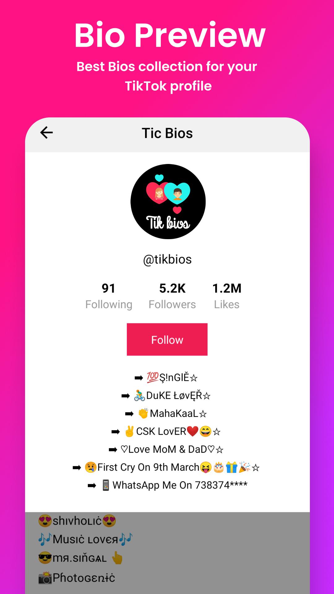 Tiktok Bio Template