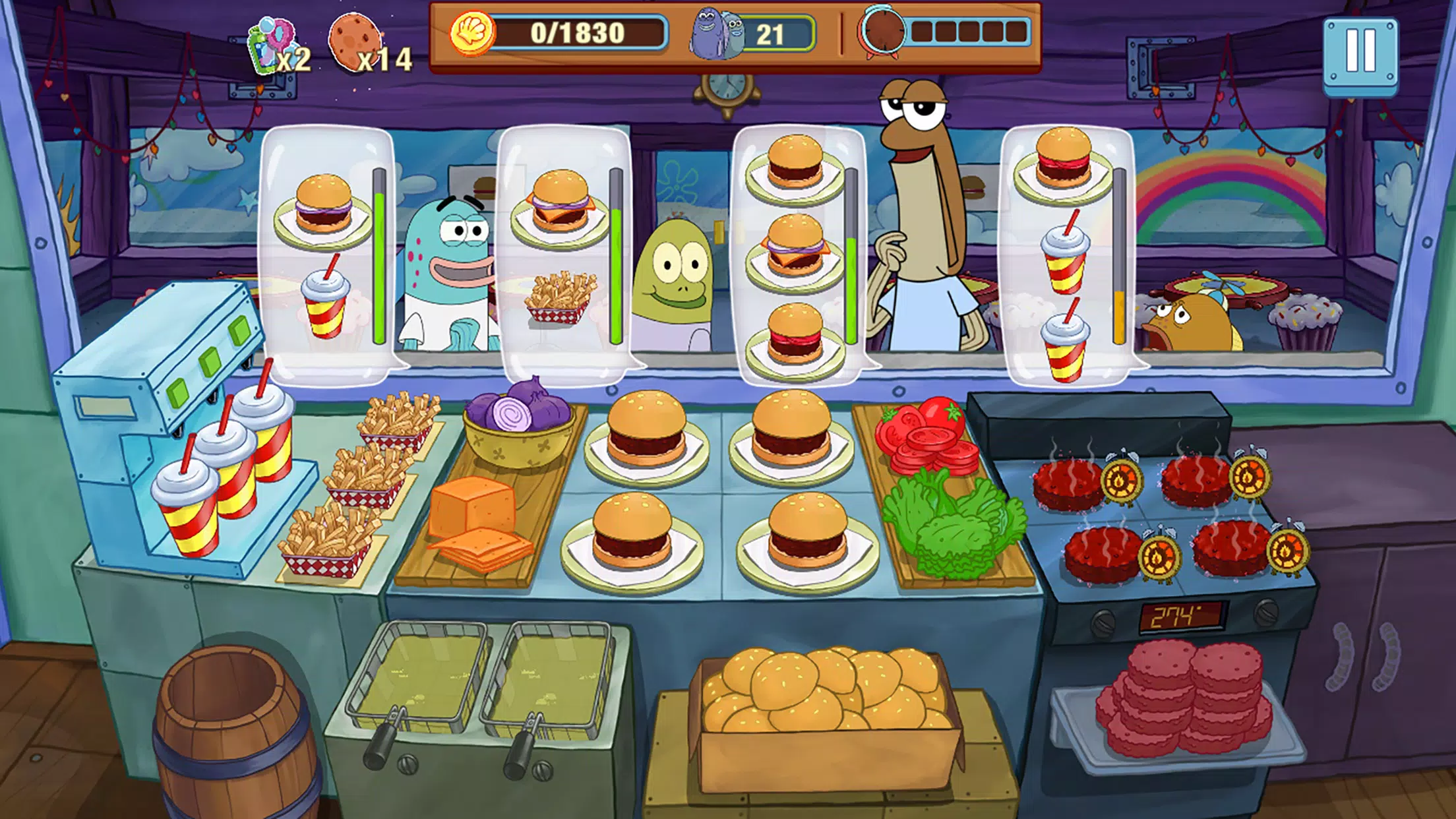 Jogo do Bob Esponja e Restaurante Para Celular Spongebob: Krusty Cook-Off  Android ios Gameplay 