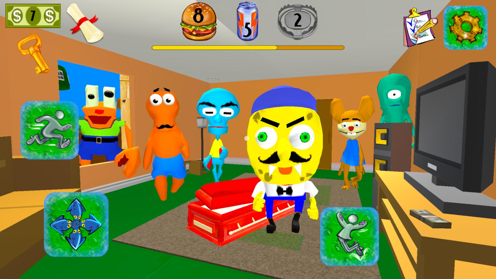 Привет сосед боб. Sponge Neighbor Escape. Игра друзей. Sponge Neighbor Escape 3d. Игра про привет сосед губка Боб.