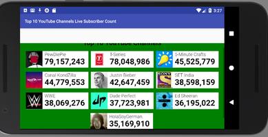 World's Top 10 YouTube Channels Live Sub Count capture d'écran 1