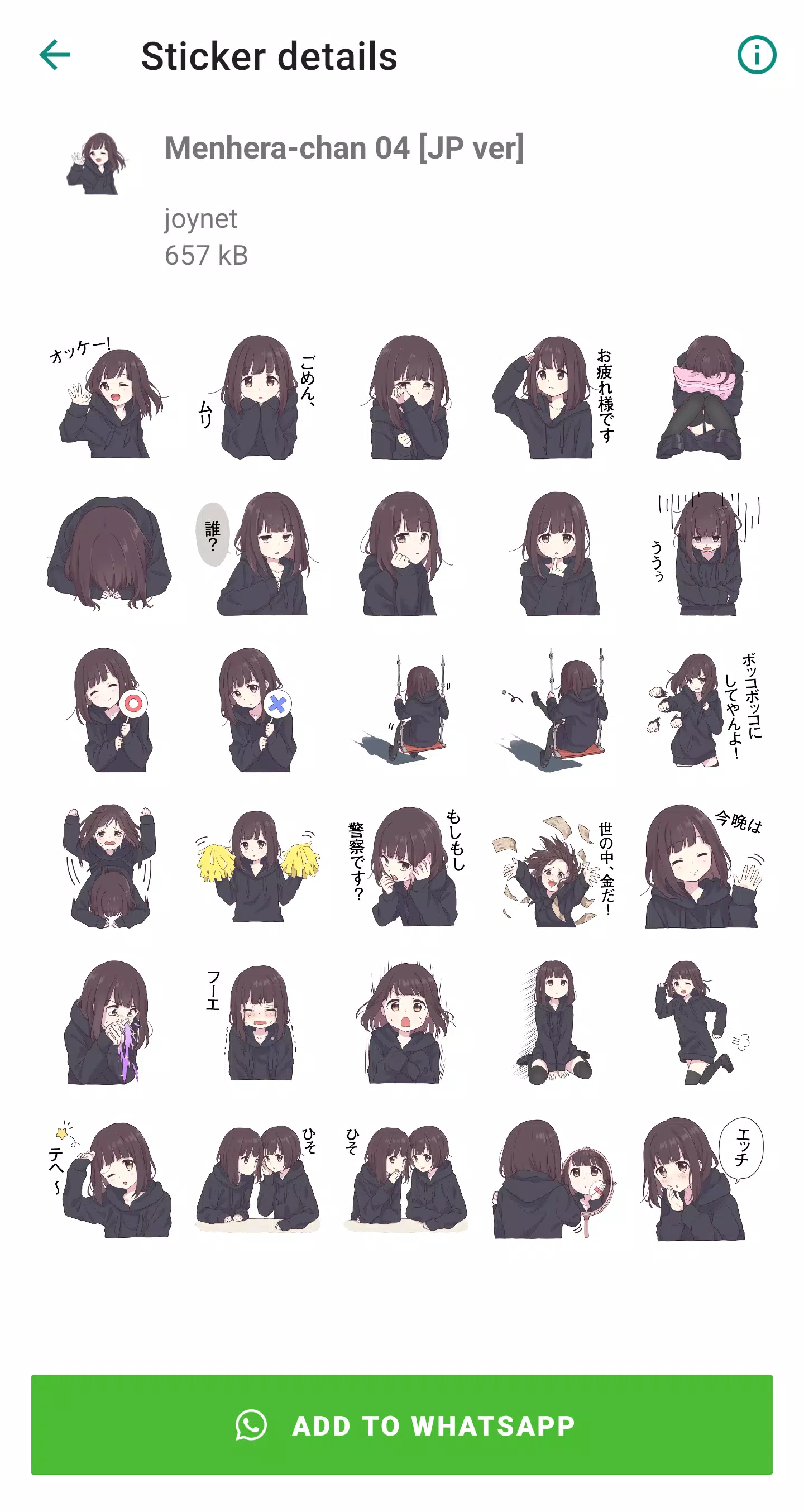 Cute Kawaii Menhara-Chan Stickers - WAStickerApps APK for Android Download