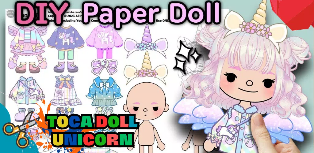 Colored Toca Boca Paper Doll With Different Hairstyle and 
