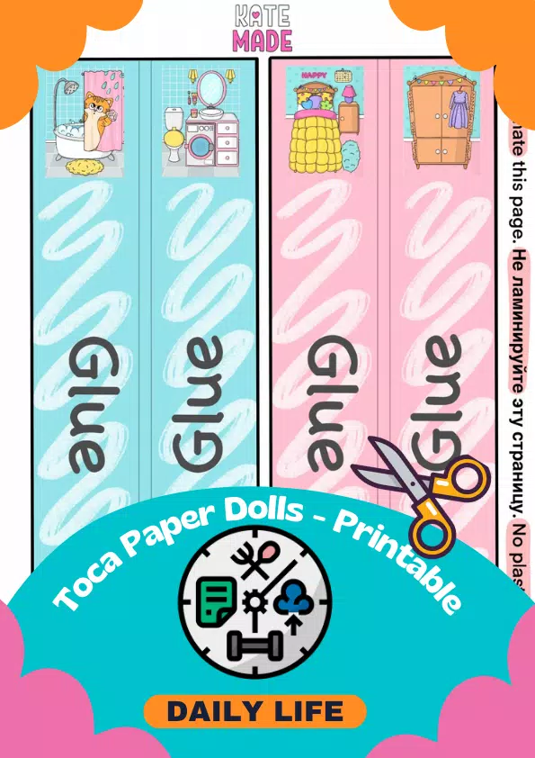 Printable Toca Boca Paper Doll Green Style / Dress up Doll / 