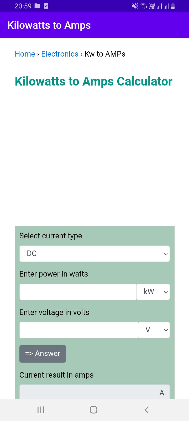 Kilowatts to Amps安卓版應用APK下載