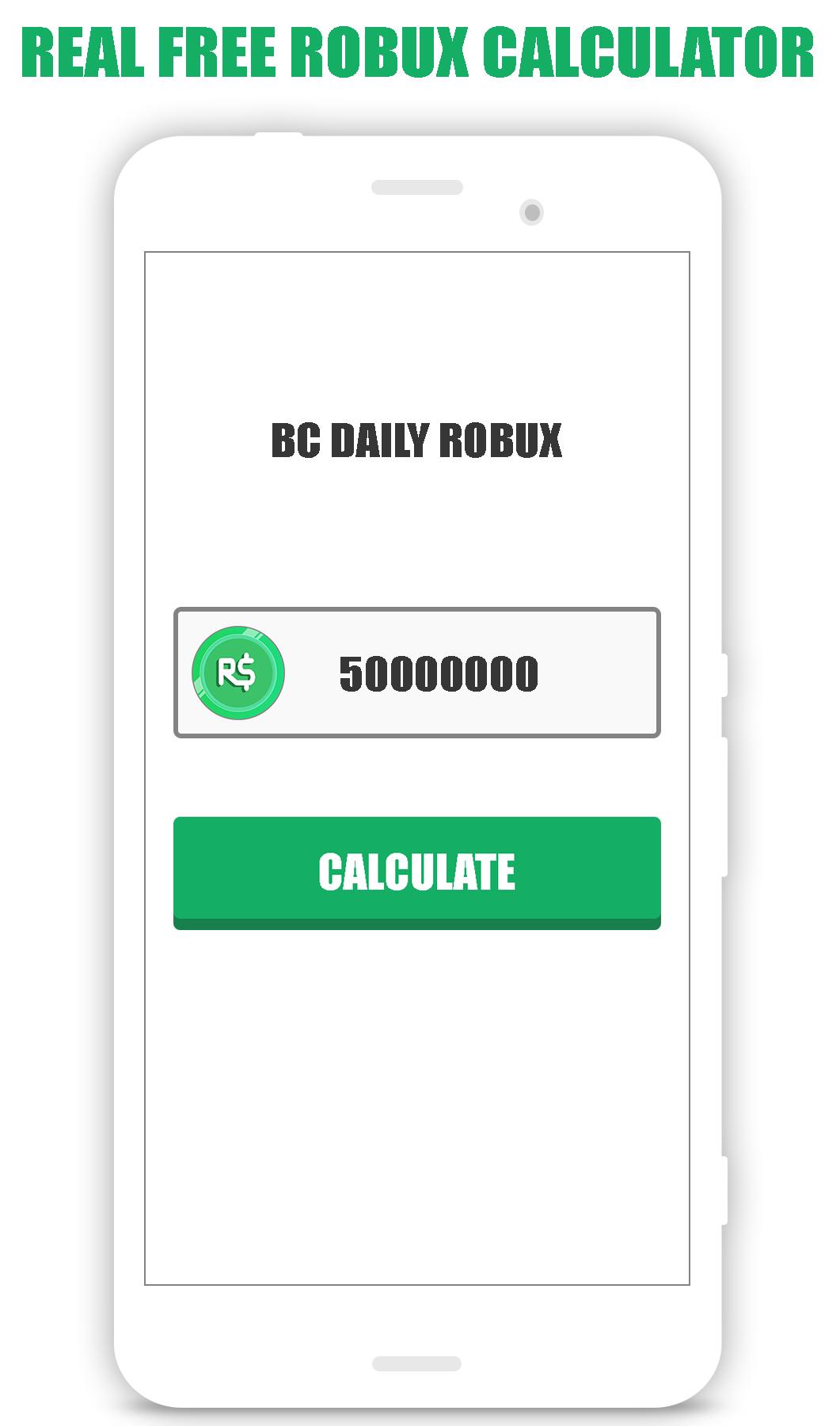 Free Robux Calculator For Roblox Pour Android Telechargez L Apk - bc daily robux