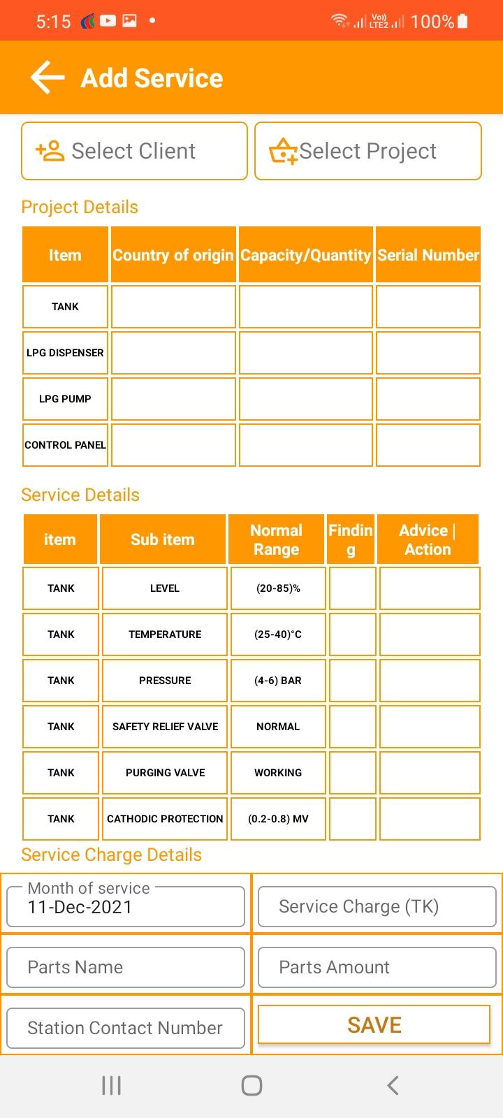 Service schedules