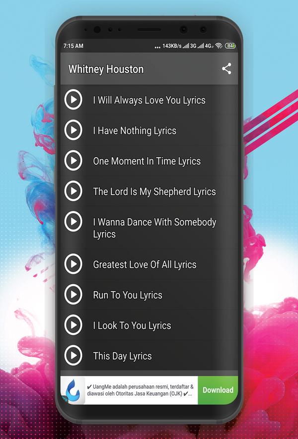 Whitney Houston Songs I Will Always Love You For Android Apk
