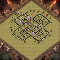 Top Town Hall 8 War Base Map Affiche