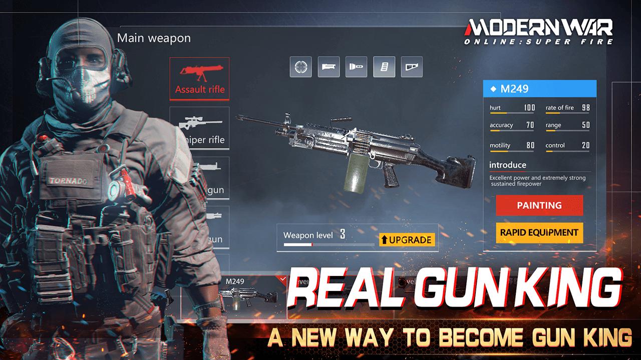 Modern War Online: Super Fire APK v1.53 1 The online first-person shooter Modern War Online: Super Fire is played in a cooperative environment. You take on the role of a military commander tasked with leading your troops on various critical combat operations