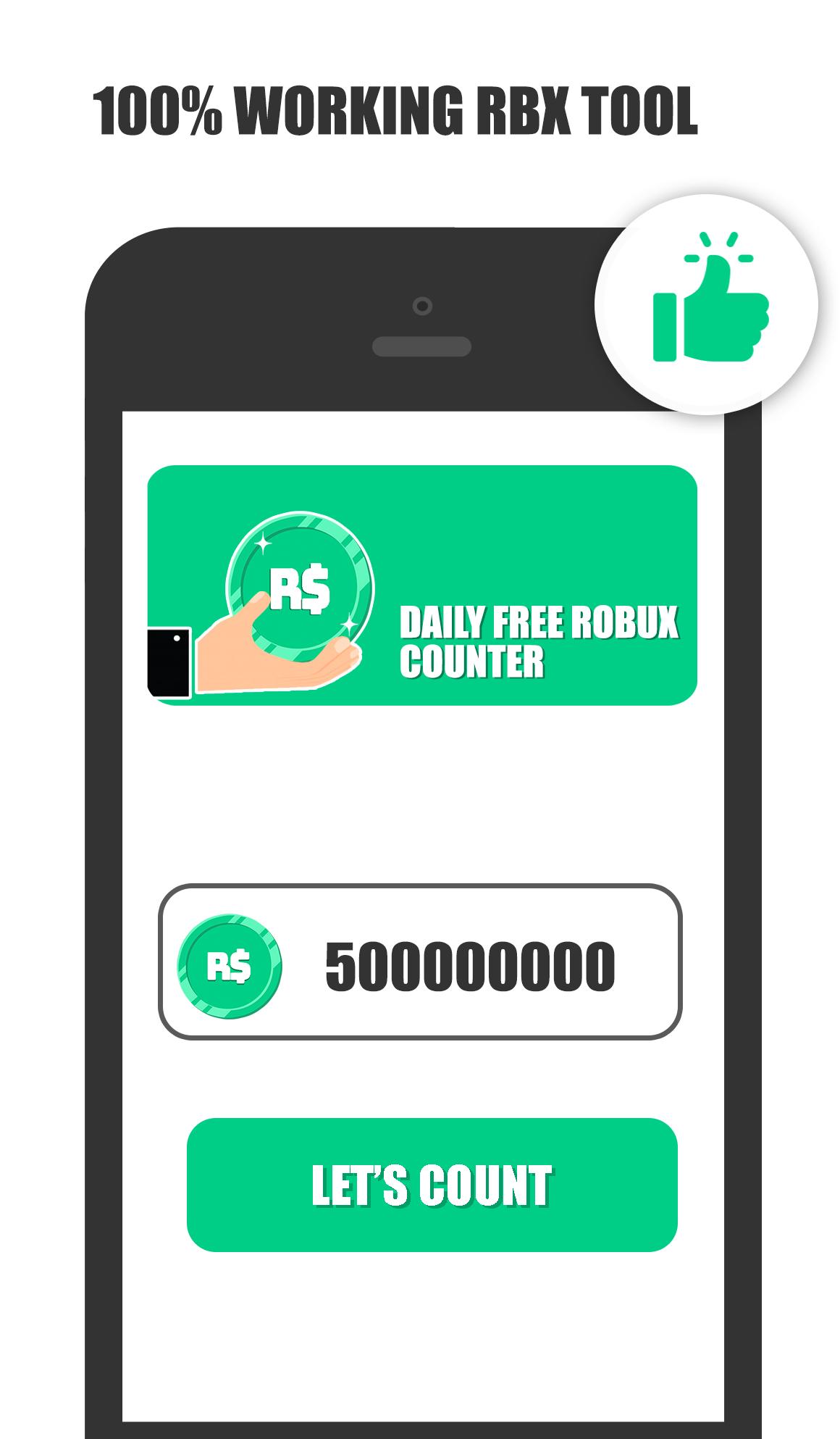 Daily Free Robux Counter For Roblox For Android Apk Download - download free robux counter for roblox 2019 apk latest