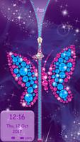 Diamond Butterfly Zipper Screen Lock পোস্টার