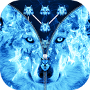 Ice Fire Wolf Lock Screen Zipper APK