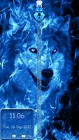 Ice Fire Wolf Lock Screen Zipper poster