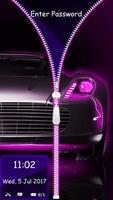 پوستر Neon Cars Lock Screen Zipper