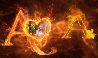 Poster fire text  name art photo frame editor