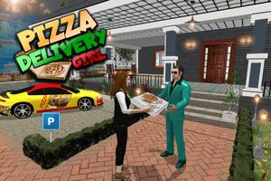 Dziewczyna symulator Pizza Zabawa dostawy plakat