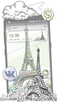 Sketch Eiffel Tower Theme Affiche