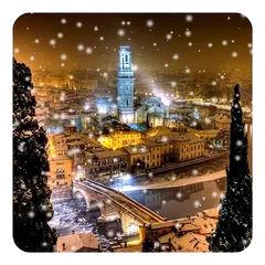 Снег ночного города Живые Обои