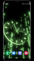 Neon Matrix Rain Clock poster