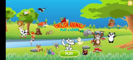English Animals: Play & Learn Affiche