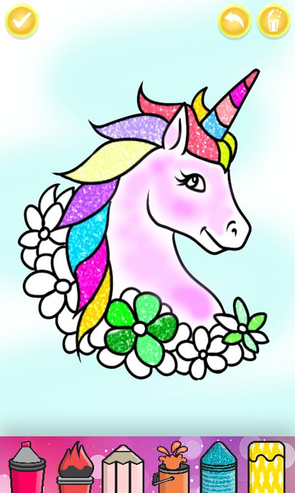 Glitter Unicorn Coloring Book - Rainbow Drawing for ...