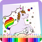 ikon aplikasi permainan buku mewarnai unicorn