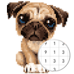 pug do unicórnio - cor pelo número & pelo pixel
