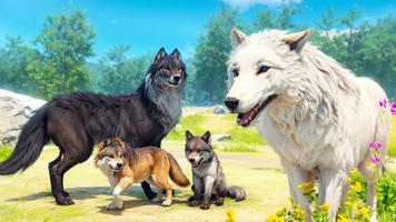 虚拟北极狼家庭模拟器：动物游戏 海报