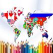Coloring Map of World country icon