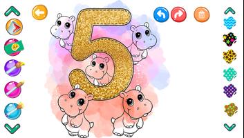 Glitter Number Coloring and Drawing Book الملصق