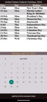 US Federal Holidays 2024 poster