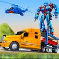 US Police Train Transporter Truck: Robot Stunt Games