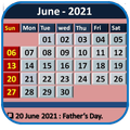 US Calendar 2021.
