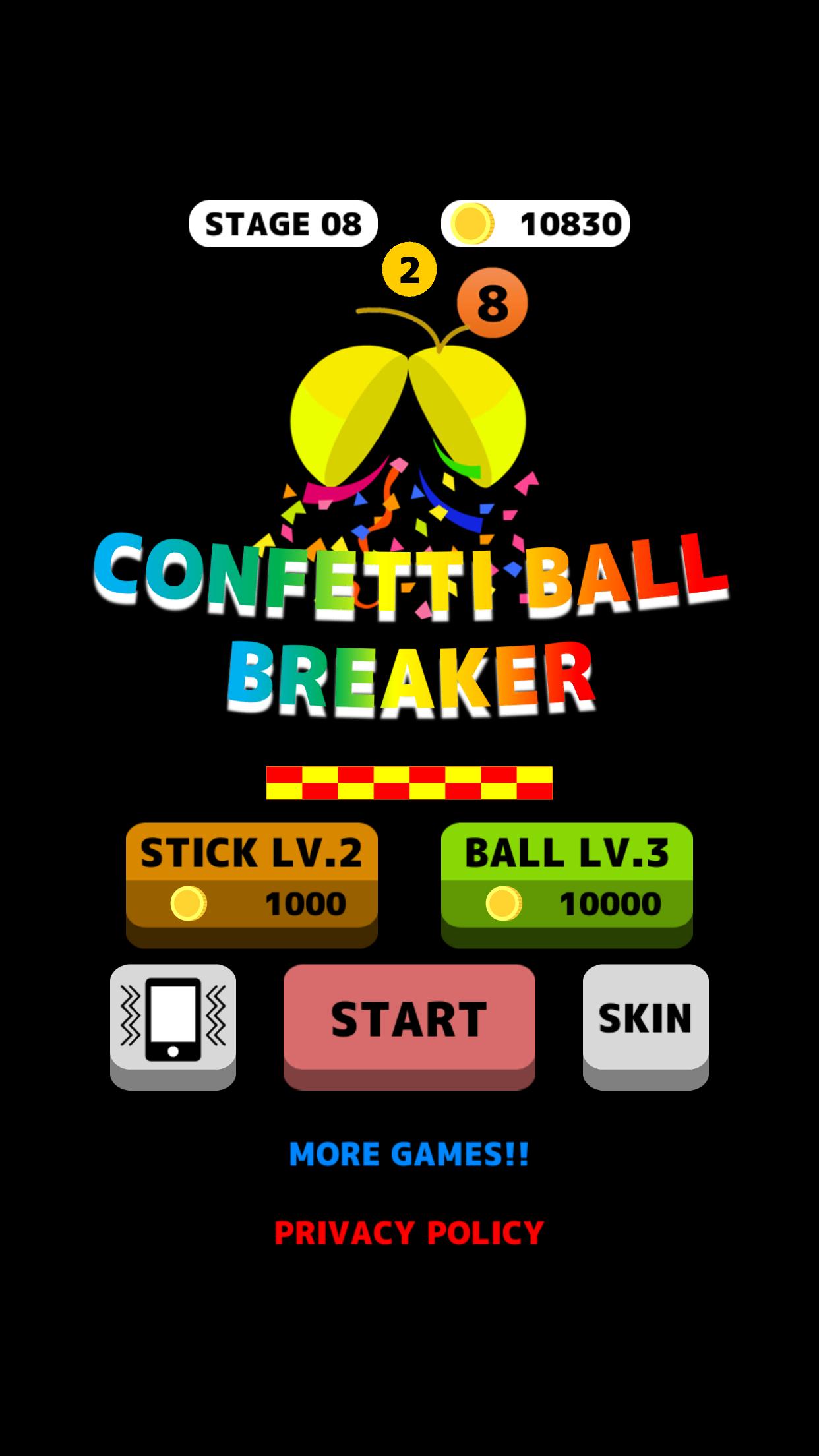 Ball Breaker на обои телефона. Игра конфетти