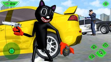 Cartoon Cat Crime City Hero 3D Affiche
