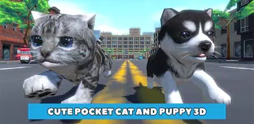 Cute Pocket Cat And Puppy 3D