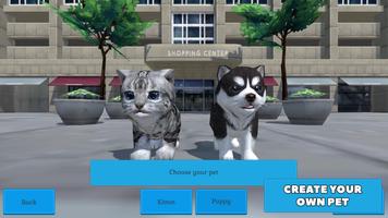 Cute Pocket Cat And Puppy 3D plakat