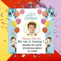 Birthday Invitation With Photo الملصق