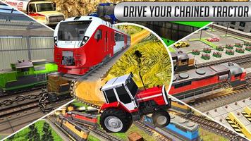 Tractor Pull towing Train - Trainline Rail Rush پوسٹر