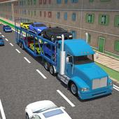 3D Car transport trailer truck icono