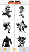 Video Game Characters Color by Number - Pixel Art Affiche