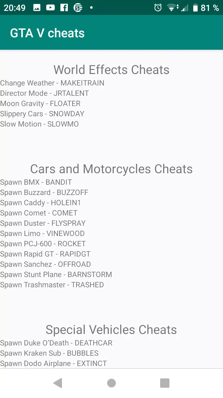 Download do APK de Cheat Codes for GTA 5 Games para Android