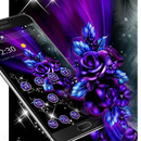 Violet Blue Neon Flower Theme APK