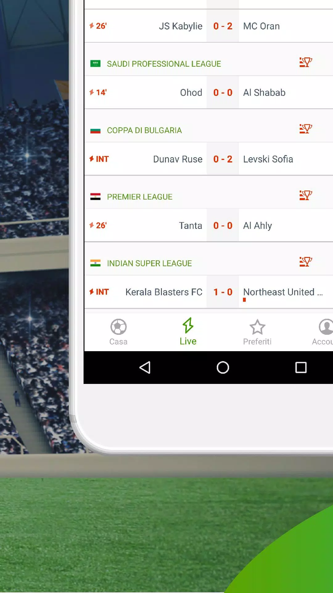 livescore.it: risultati di calcio in diretta für Android - APK herunterladen