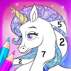 Unicornio arcoíris por número icono