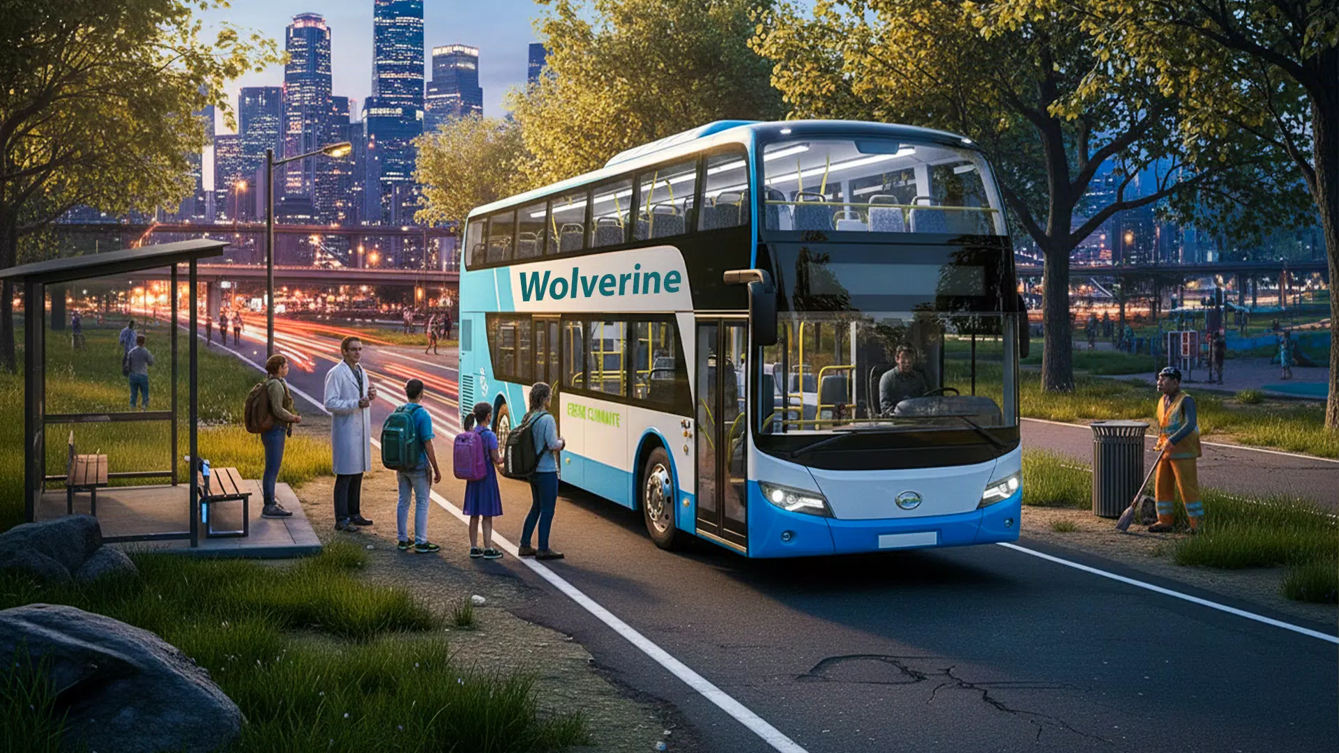 Coach Tourist Bus City Driving