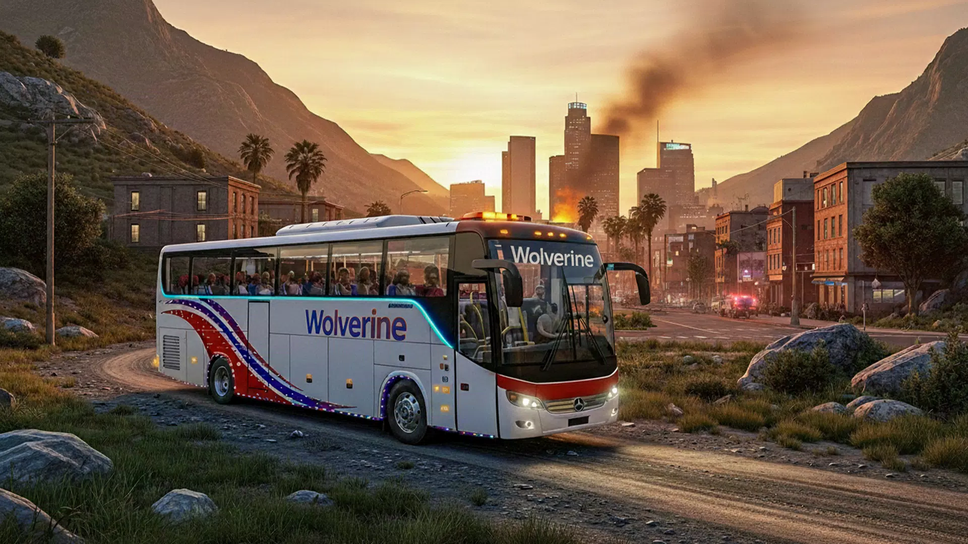 Coach Tourist Bus City Driving