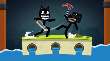 Cartoon Cat vs Stickman Fight screenshot 3