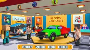 Blocky Car Wash Service Workshop Garage Affiche