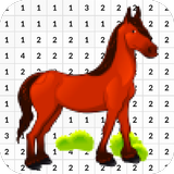 Horse Cartoon Color By Number - Pixel Art